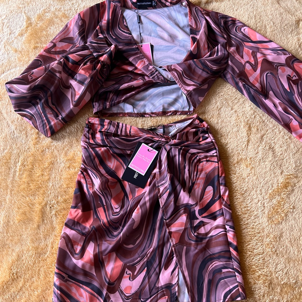 Never worn Pretty Little Things set! Top and mini skirt!